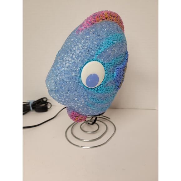 Vintage Pop Art Blue Fish Night Light Lamp 9" Retro Popcorn Plastic - Picture 3 of 6